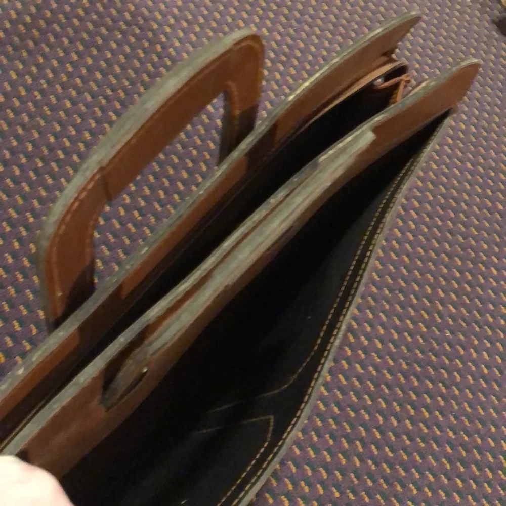 genuine brown leather briefcase